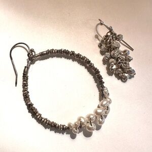 Elegant Mixed Metal and Pearl Earrings Set